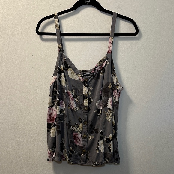 torrid Tops - Torrid Women’s Gray Floral Fit & Flare Cami Tank Top Sz 2